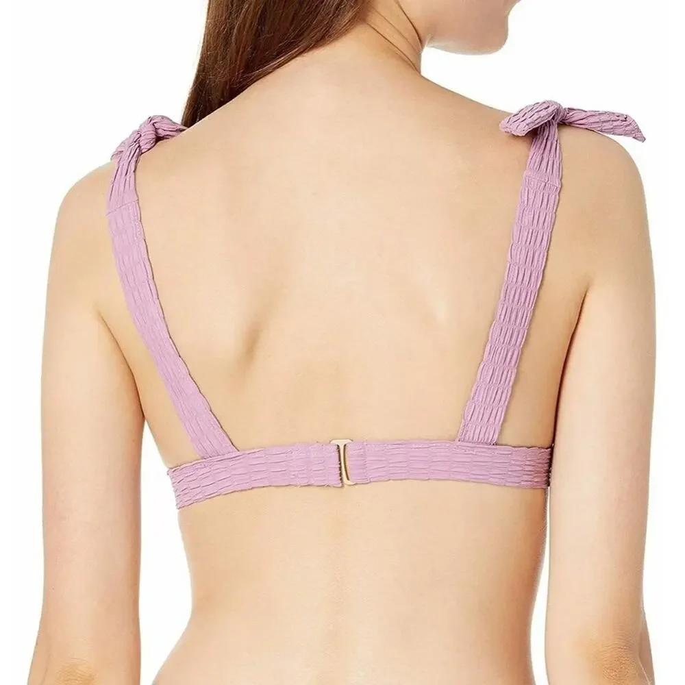 Jessica Simpson Smocked Bow-Tie Bikini Swim Top